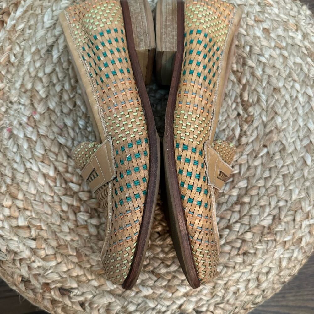 Amberone Woven Leather Loafers – Tan Multicolor Basketweave – Size 36 1/2 US 6 - Picture 6 of 10